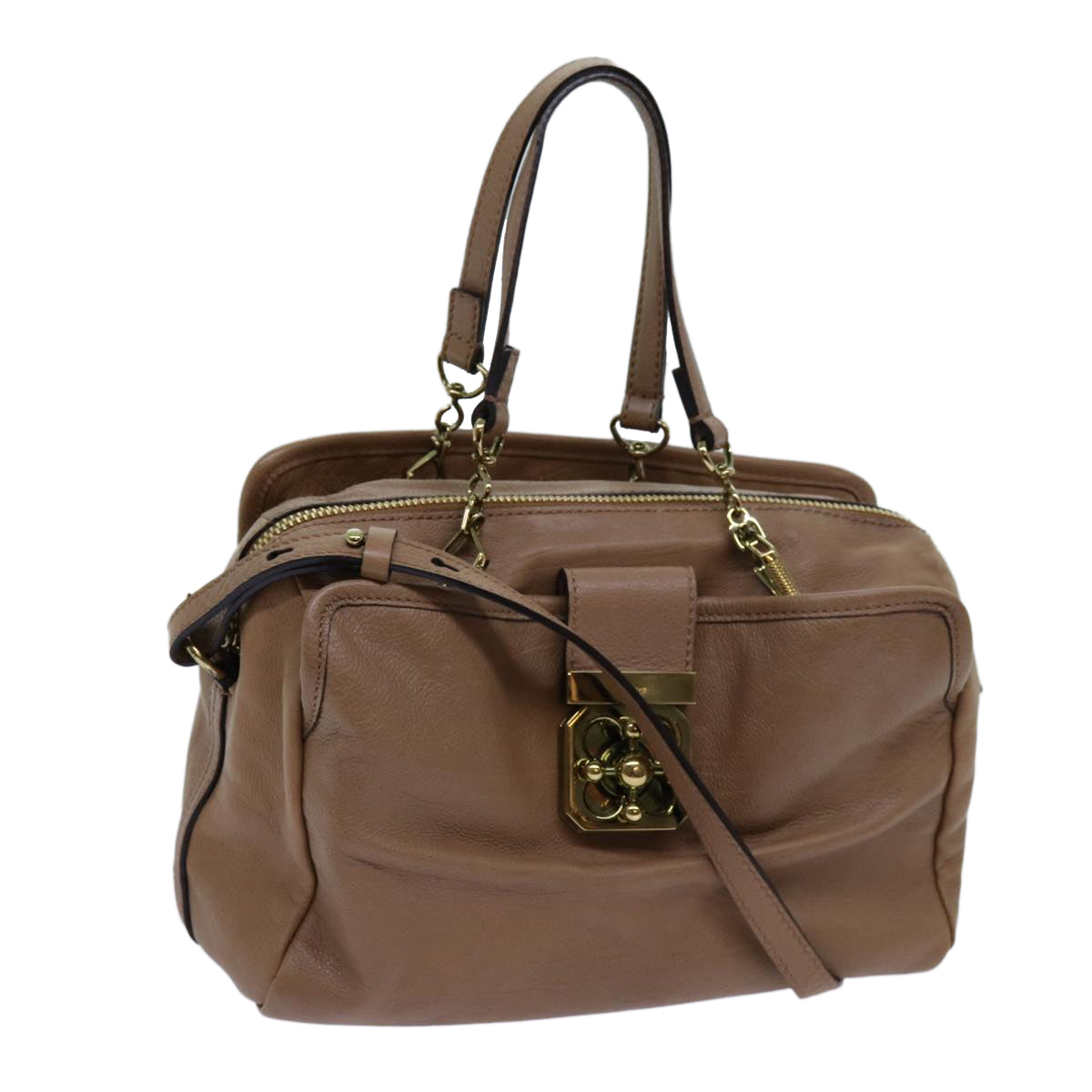 Luxury Elsie Hand Bag Way Hk Leather Beige Travel Bag