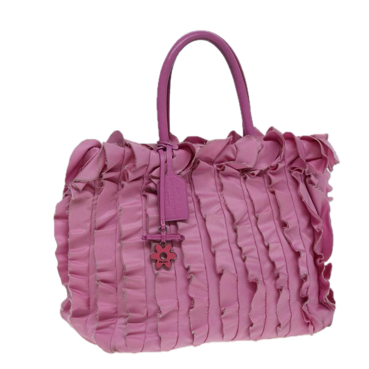 Prada Hand Bag Auth Nylon Pink Travel Bag Pink Auth Hk1377