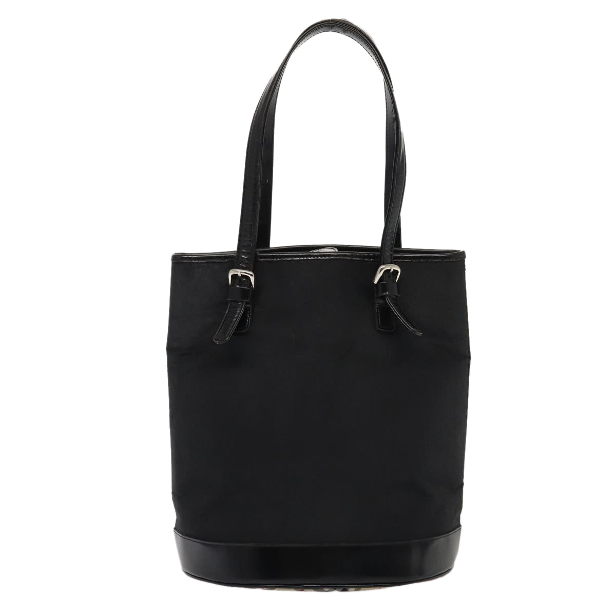 Burberry Luxury ss Nova Check Label Tote Bag Auth Nylon Black Beige Black Auth Hk1462