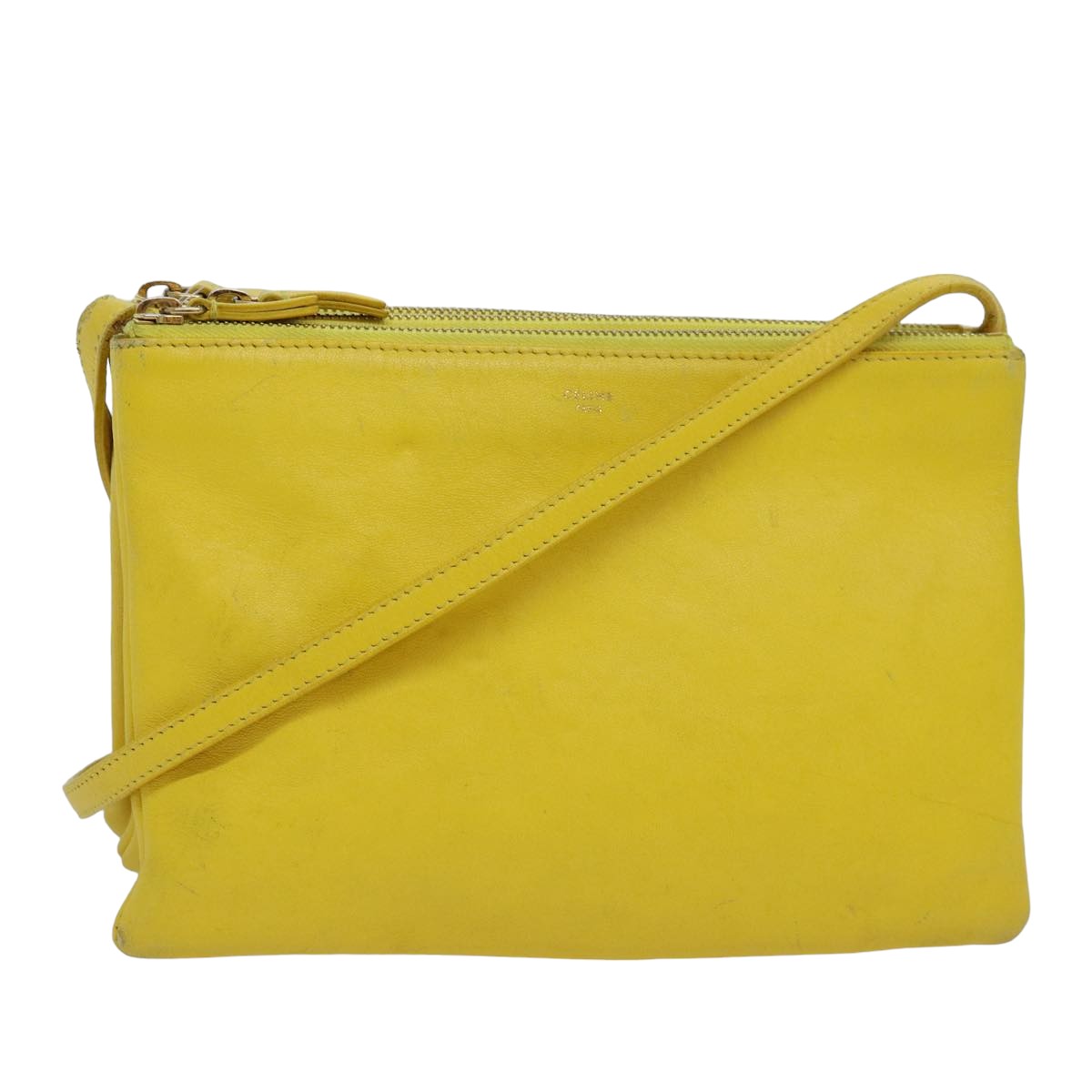 Luxury Trio Shoulder Bag Yellow Auth Hk Leather