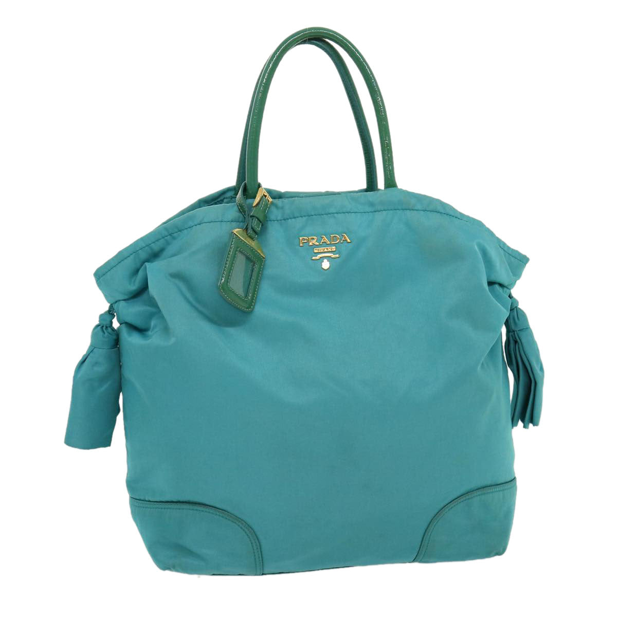Prada Hand Bag Turquoise Nylon Blue Travel Bag