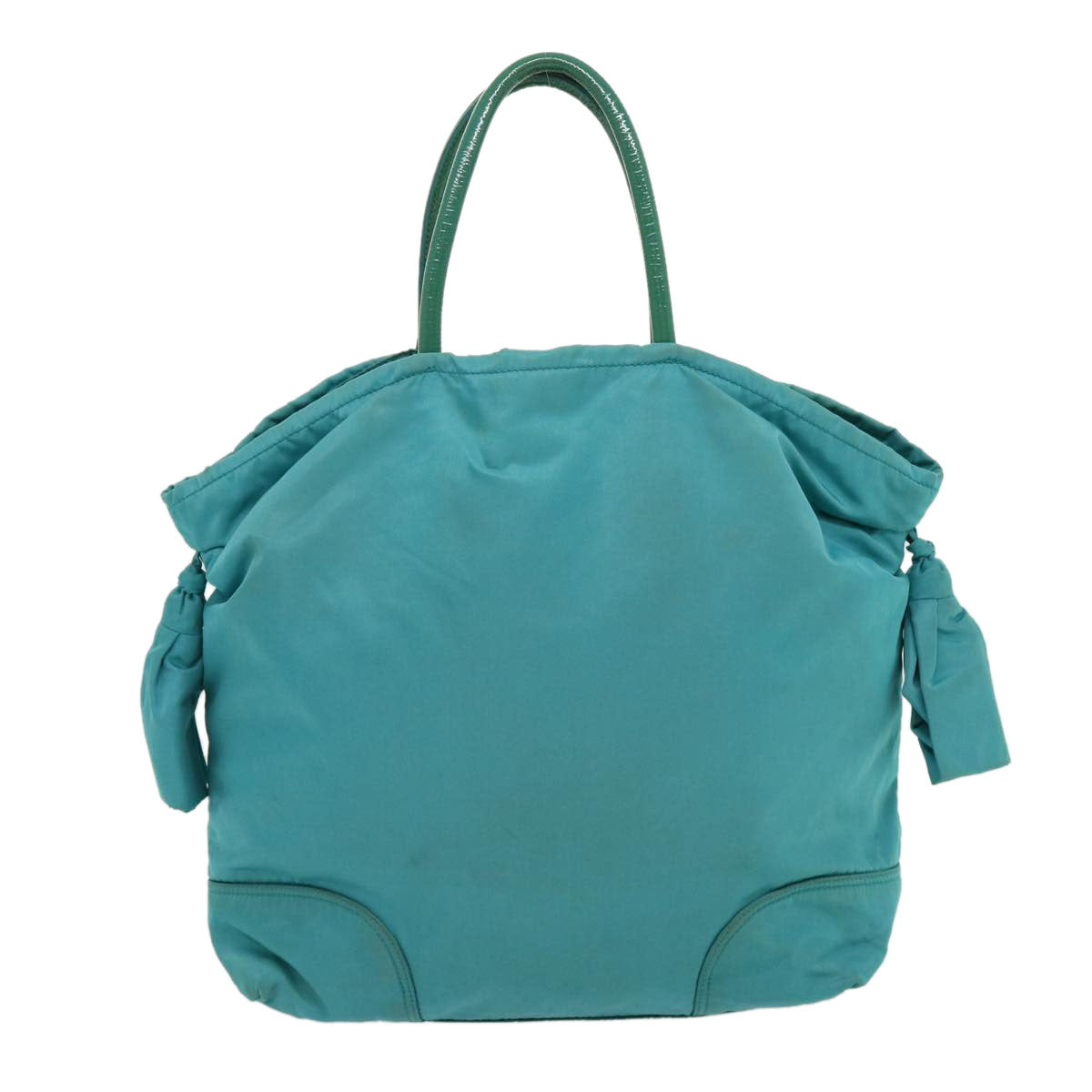 Prada Hand Bag Turquoise Nylon Blue Travel Bag