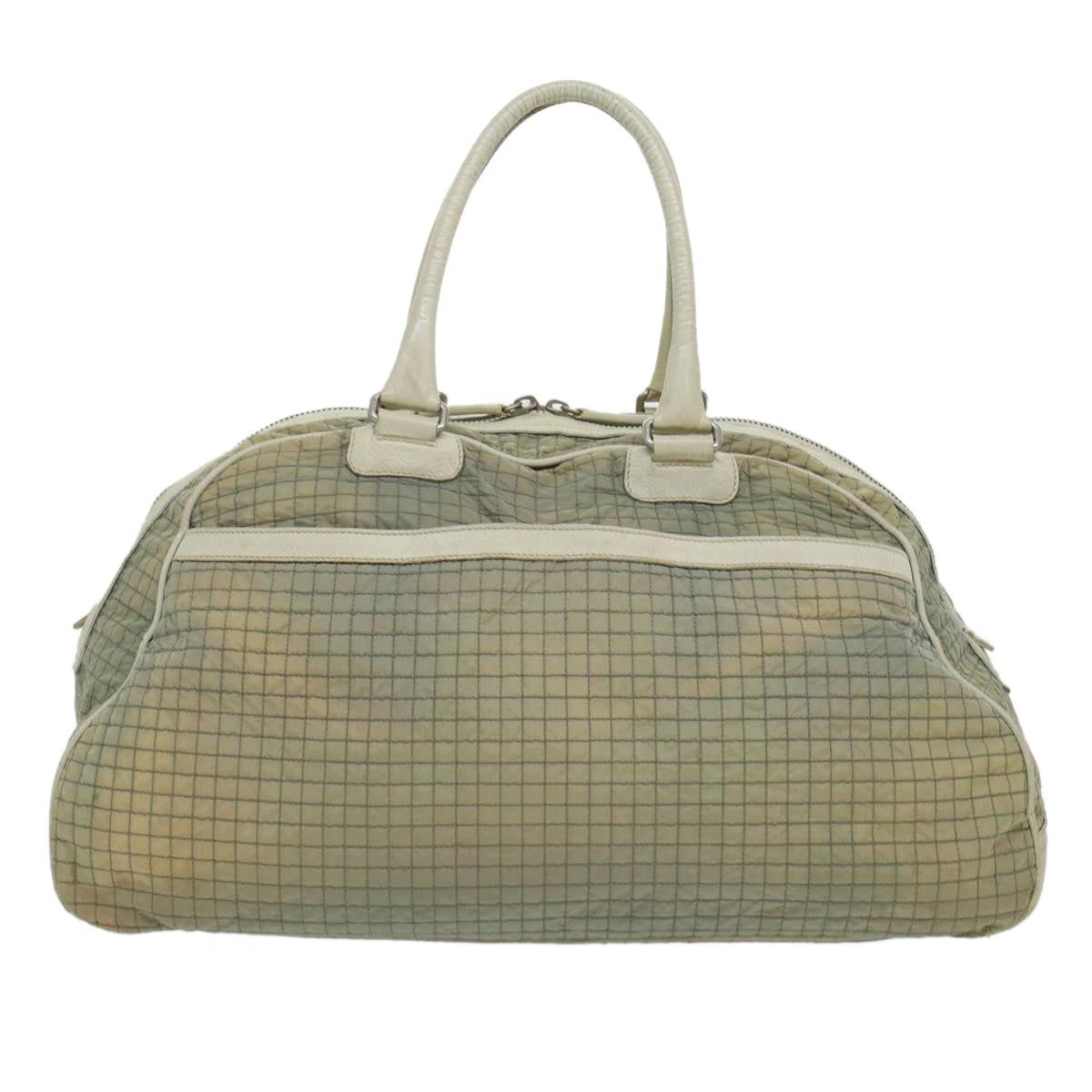 Prada Boston Bag Nylon Quilted Gray Travel Bag