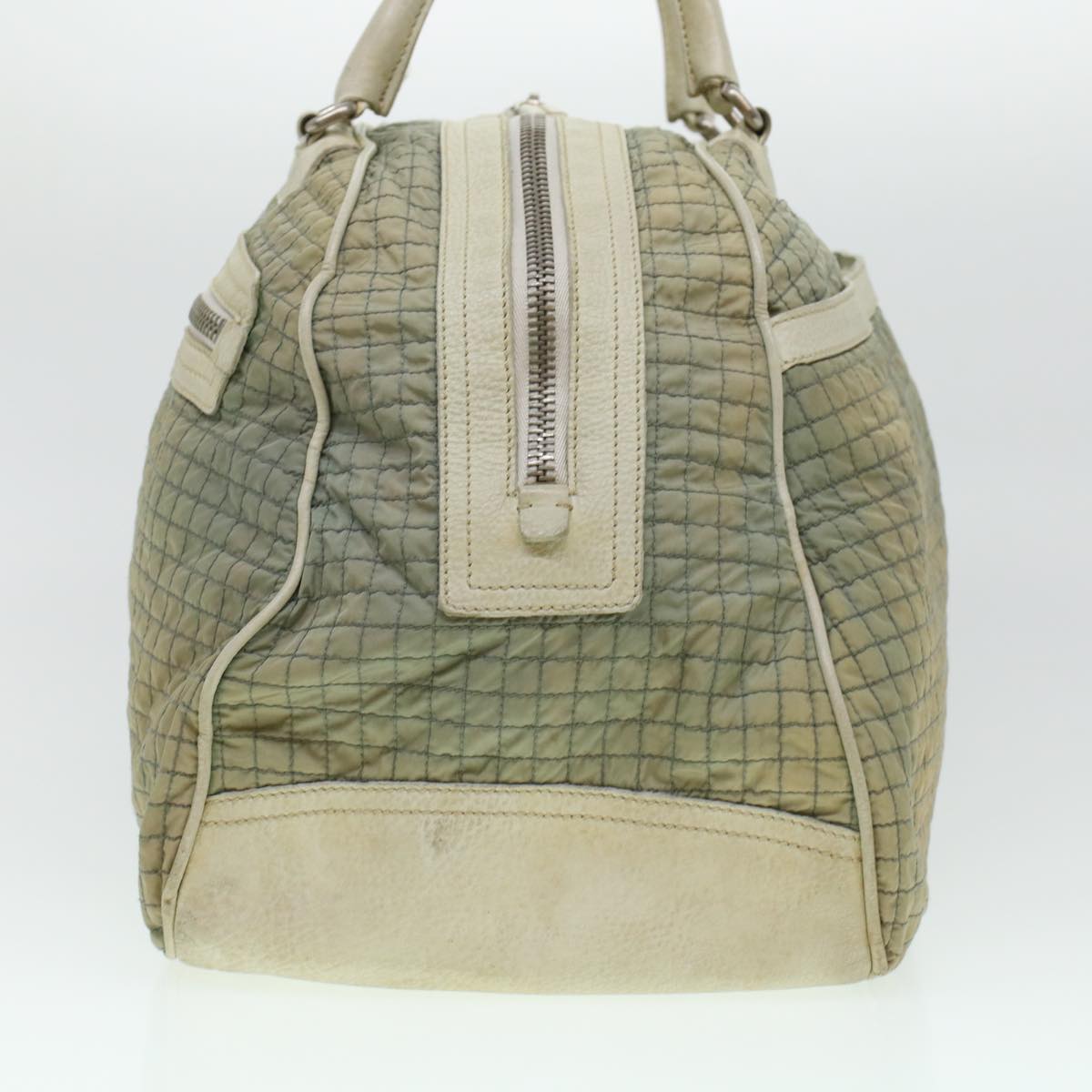 Prada Boston Bag Nylon Quilted Gray Travel Bag