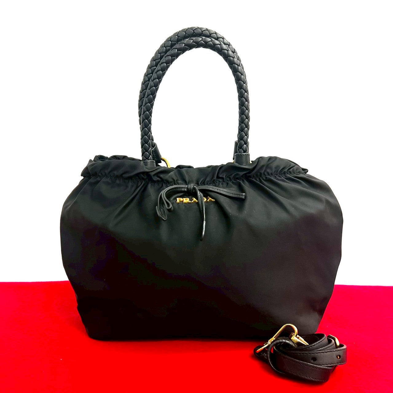 Prada Tessuto 2Way Bag Leather Travel Bag