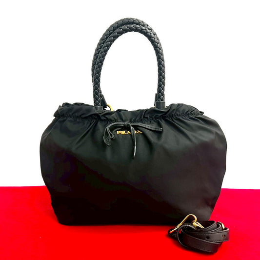 Prada Tessuto 2Way Bag Leather Travel Bag