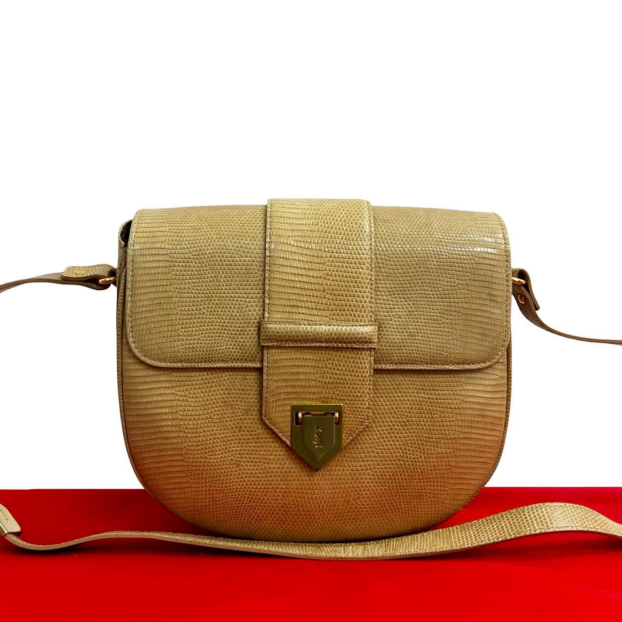 YSL Saint Laurent Yves Lizard Shoulder Bag Mini