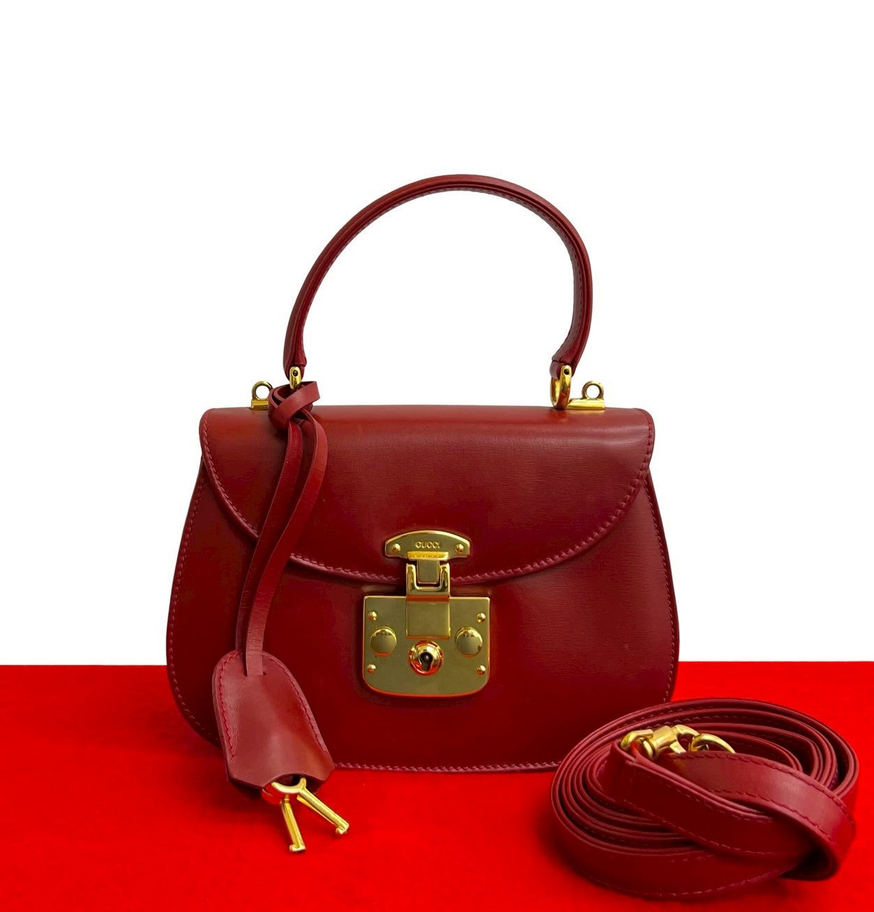 Gucci Lady Lock Calf 2Way Handbag Travel Bag