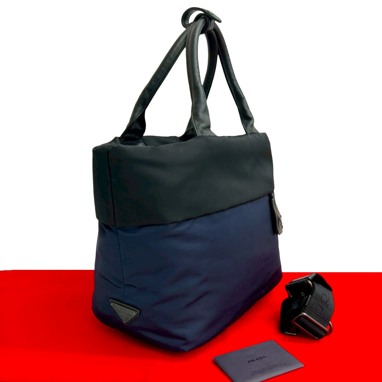 Prada 2Way Bag Leather Nylon Travel Bag 2Way Bag 4