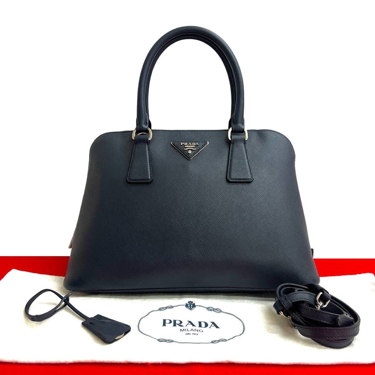 Prada 2Way Handbag Saffiano Travel Bag
