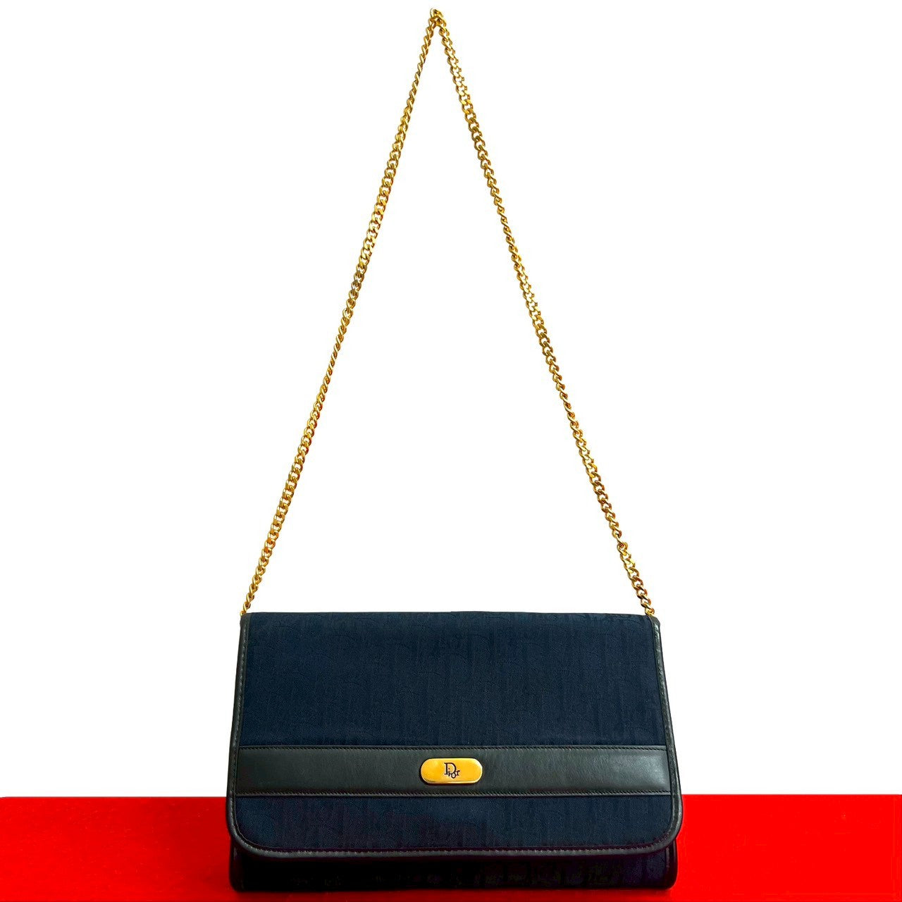 Dior Christian Trotter Shoulder Bag Leather Canvas