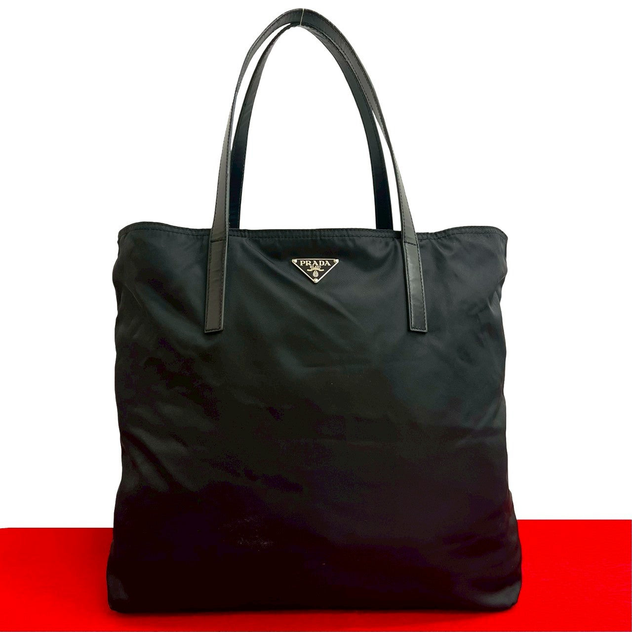 Prada 2Way Bag Leather Nylon Travel Bag