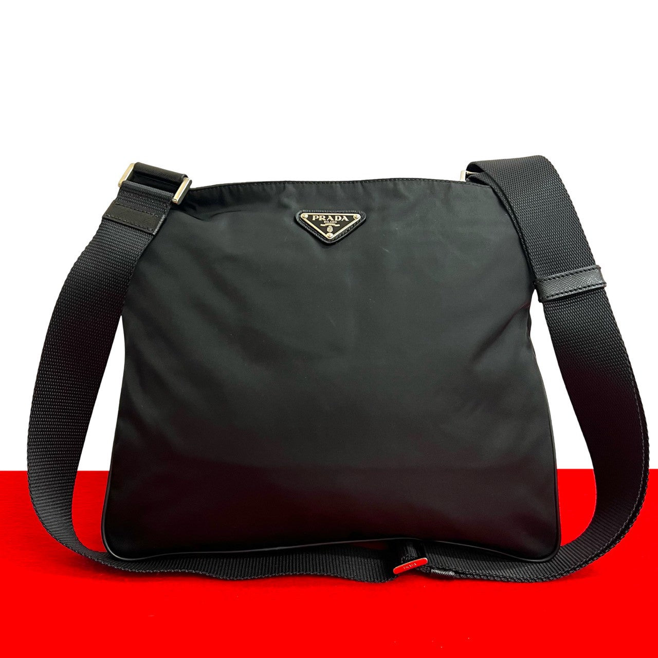 Prada Tessuto Shoulder Bag Leather Nylon Saffiano