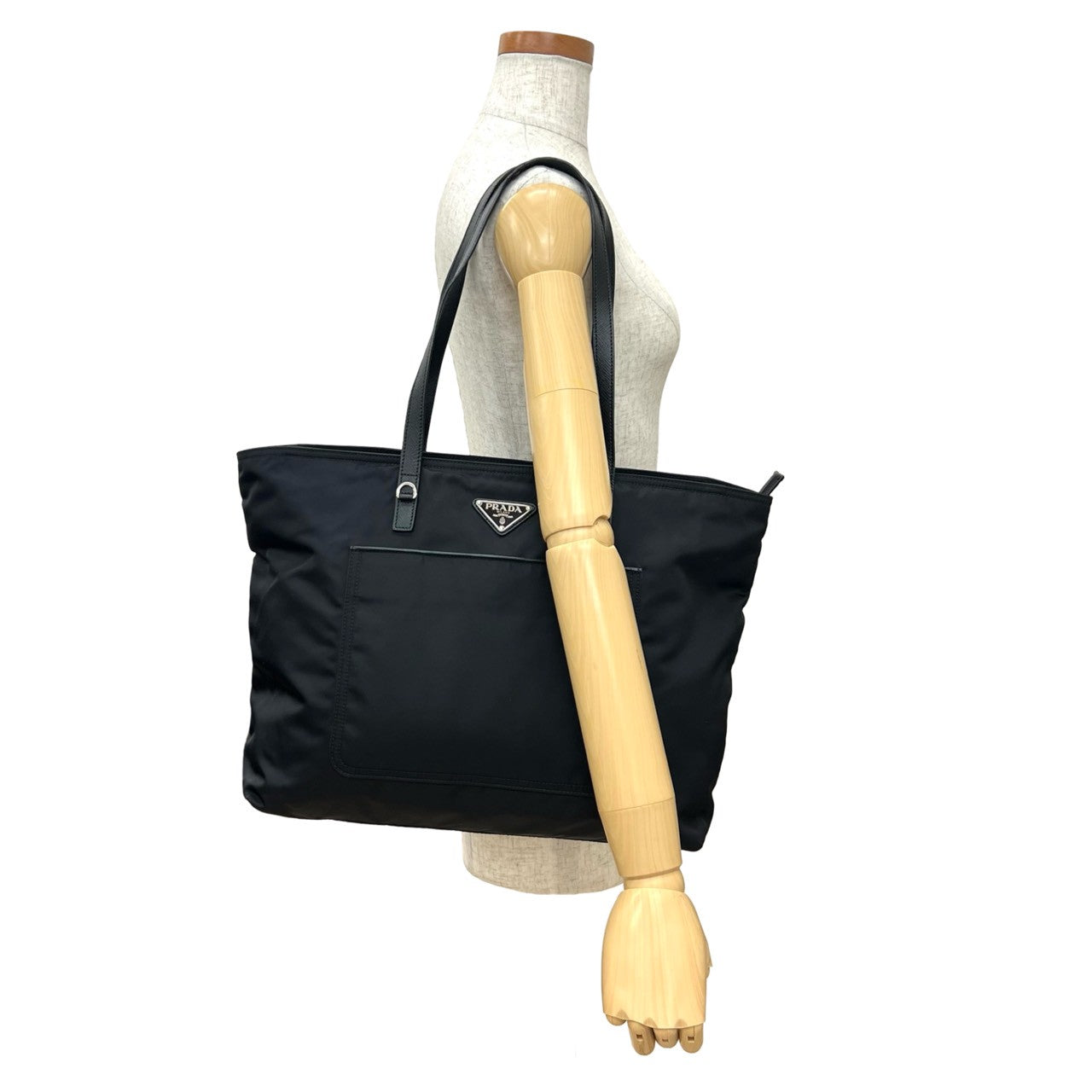 Prada Tessuto Tote Bag Leather Nylon Saffiano