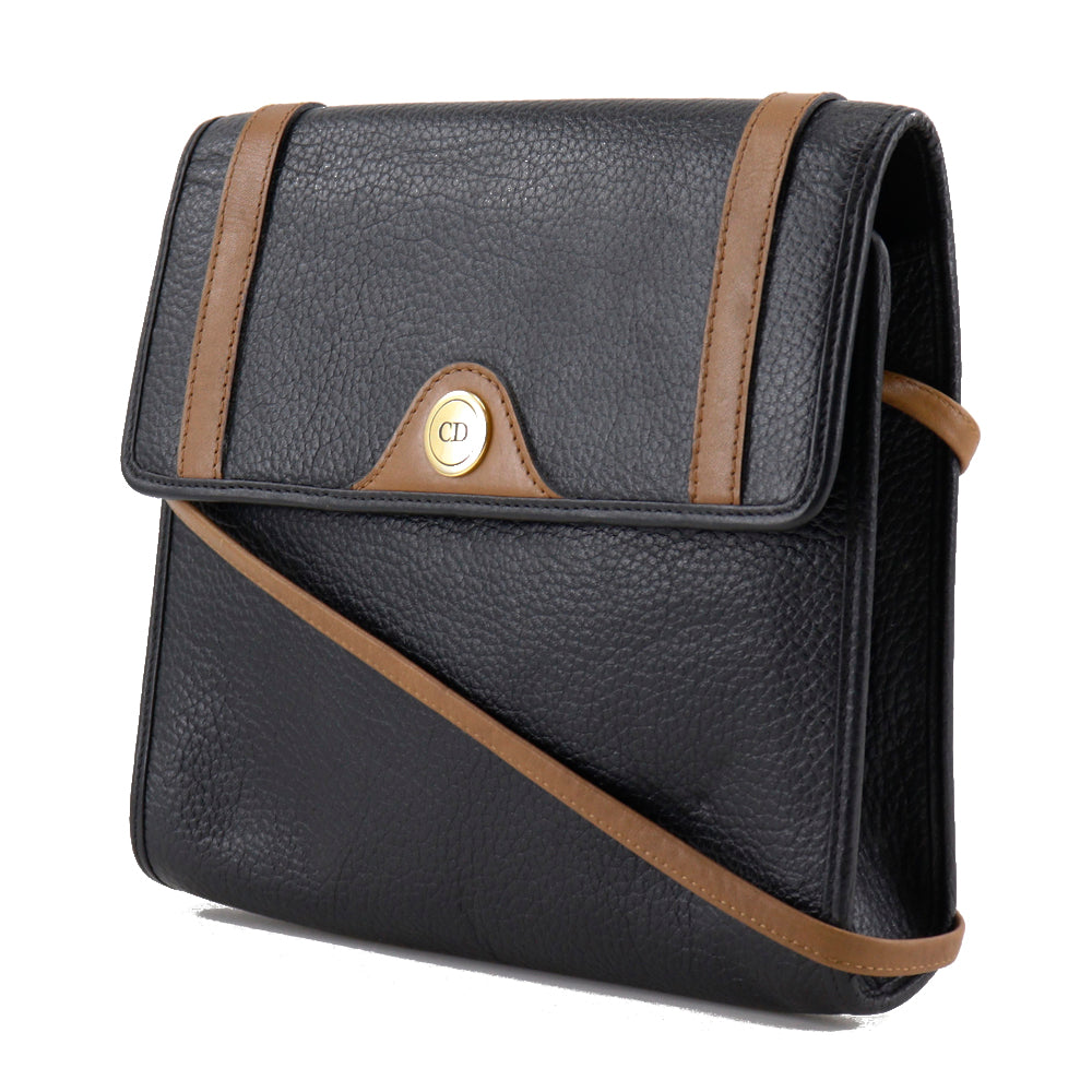 Dior Christian Shoulder Bag Women Leather Black