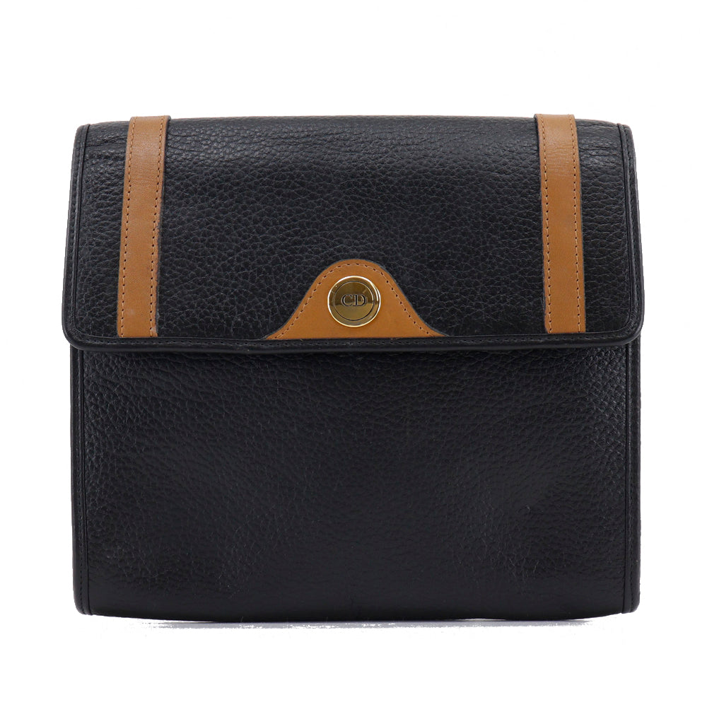 Dior Christian Shoulder Bag Women Leather Black
