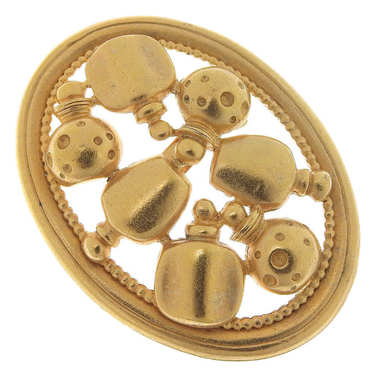 Dior Brooch Plated Perfume Motif Perfume Bottle Women Gold Travel Bag