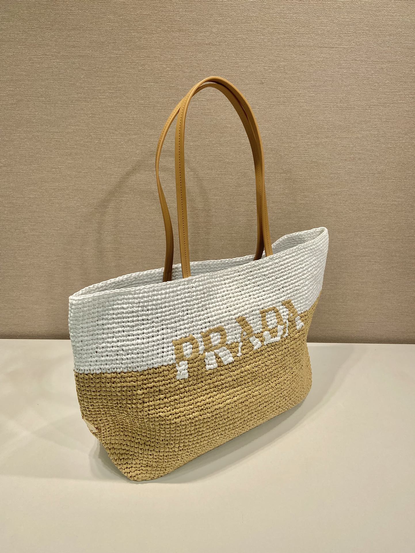 Prada Bolsa Tote Crochê Couro Tote Bag Croche E Couro