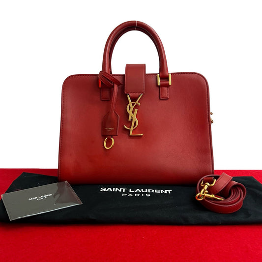 YSL Saint Laurent Paris Cabas 2Way Handbag Leather Baby Travel Bag