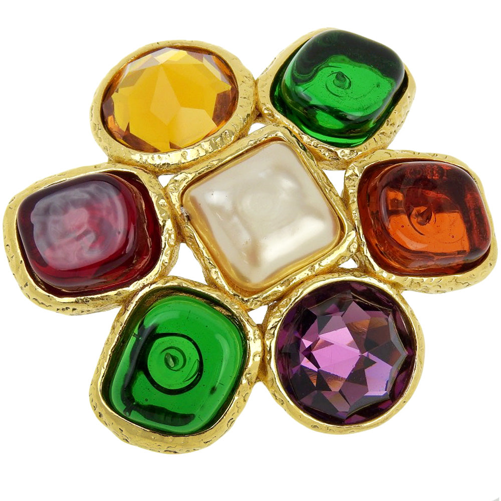 Gold Plated Gripoix Brooch Jewelry