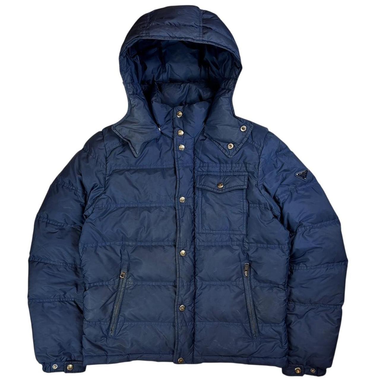 Prada Handbag triangle down puffer jacket S Blue Logo