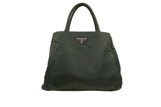 Prada Tessuto City Luxury Handbag Travel Bag Green Tessuto City