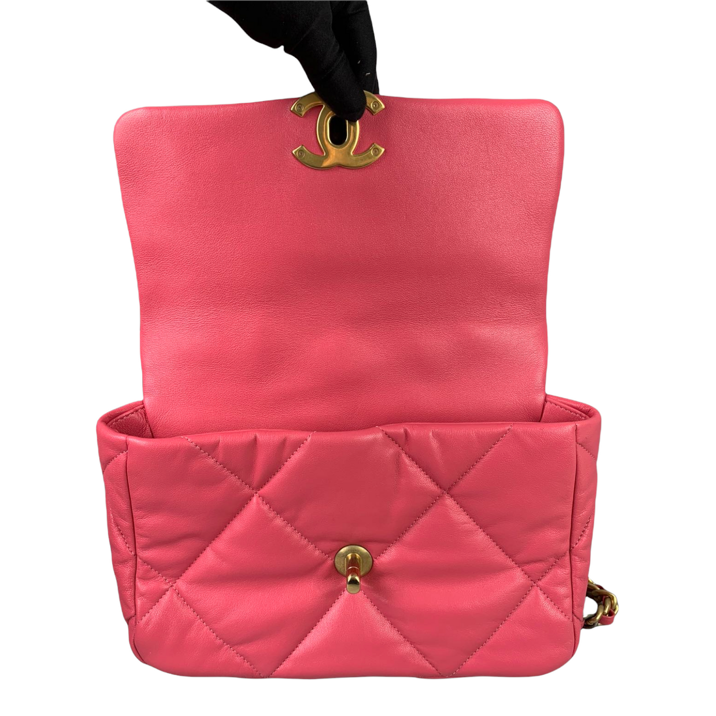 Chanel 19 Small Lambskin Handbag Leather Red Shoulder Bag