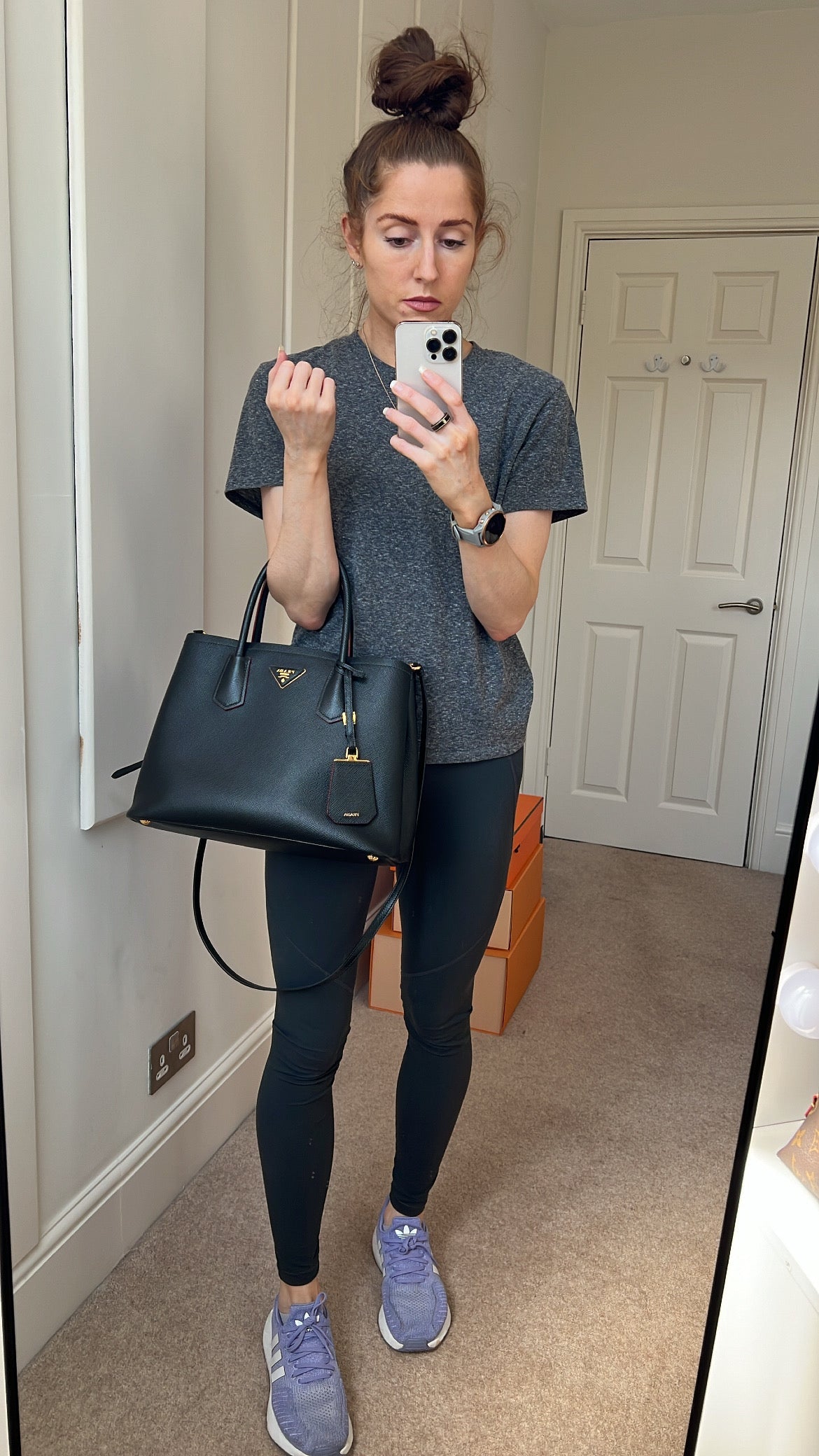 Prada Prada Small Saffiano Leather Double Tote Bag Rep