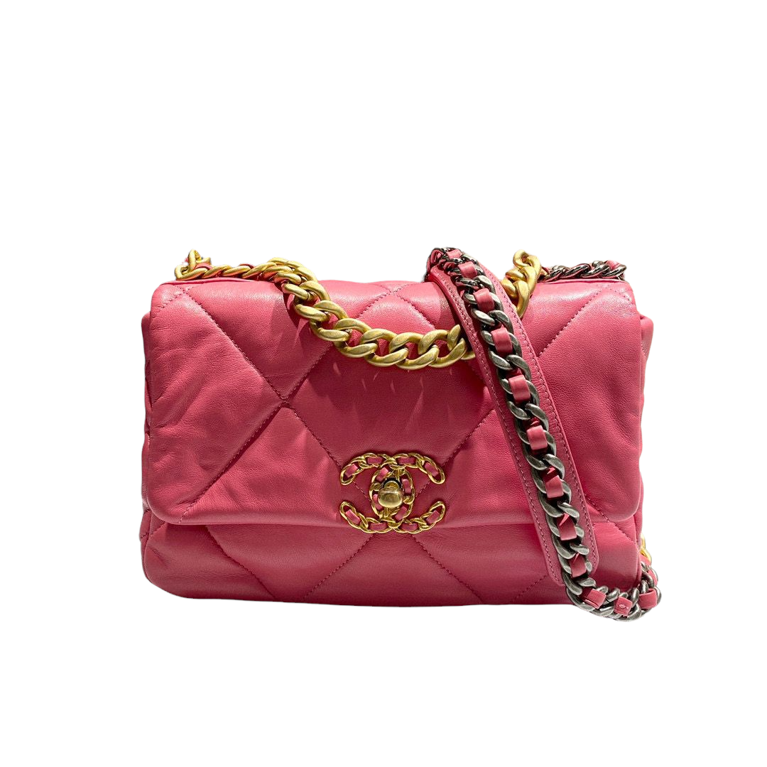 Chanel 19 Lambskin Mixed Hardware Handbag Leather Pink Shoulder Bag