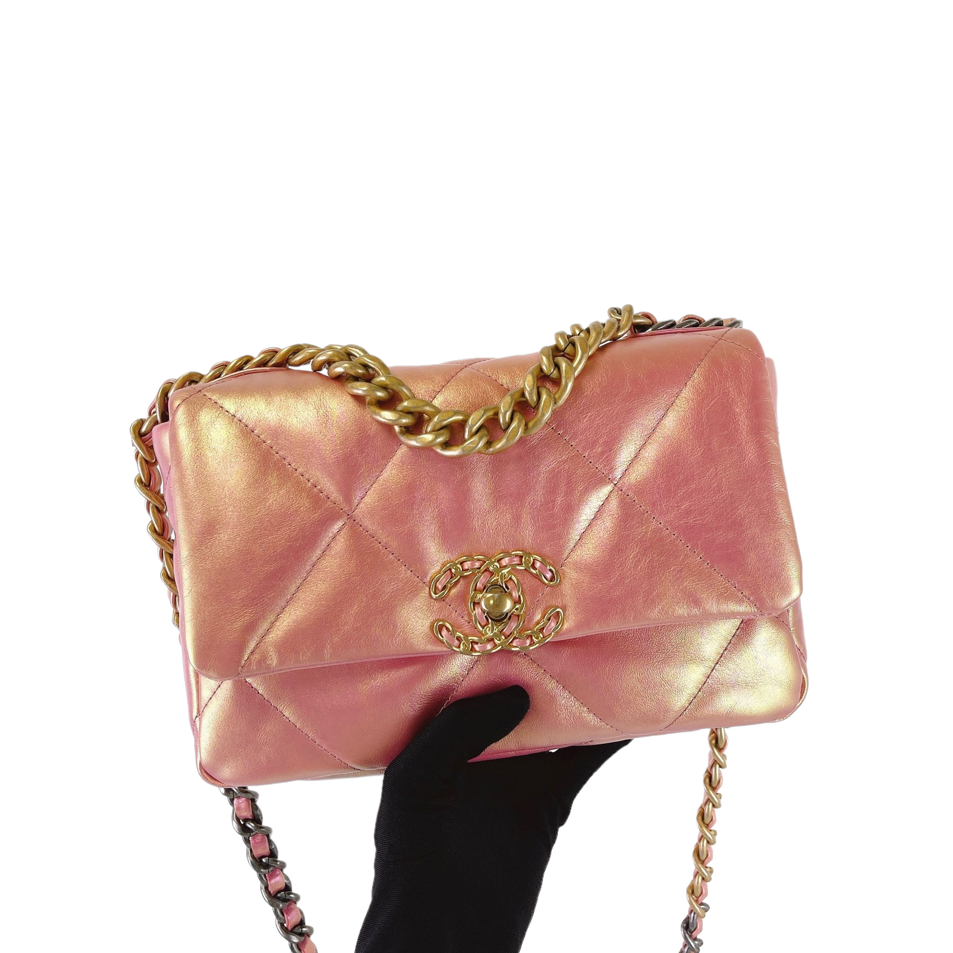Chanel Small 19 Flap Bag MHW Leather Quilted Crossbody Bag