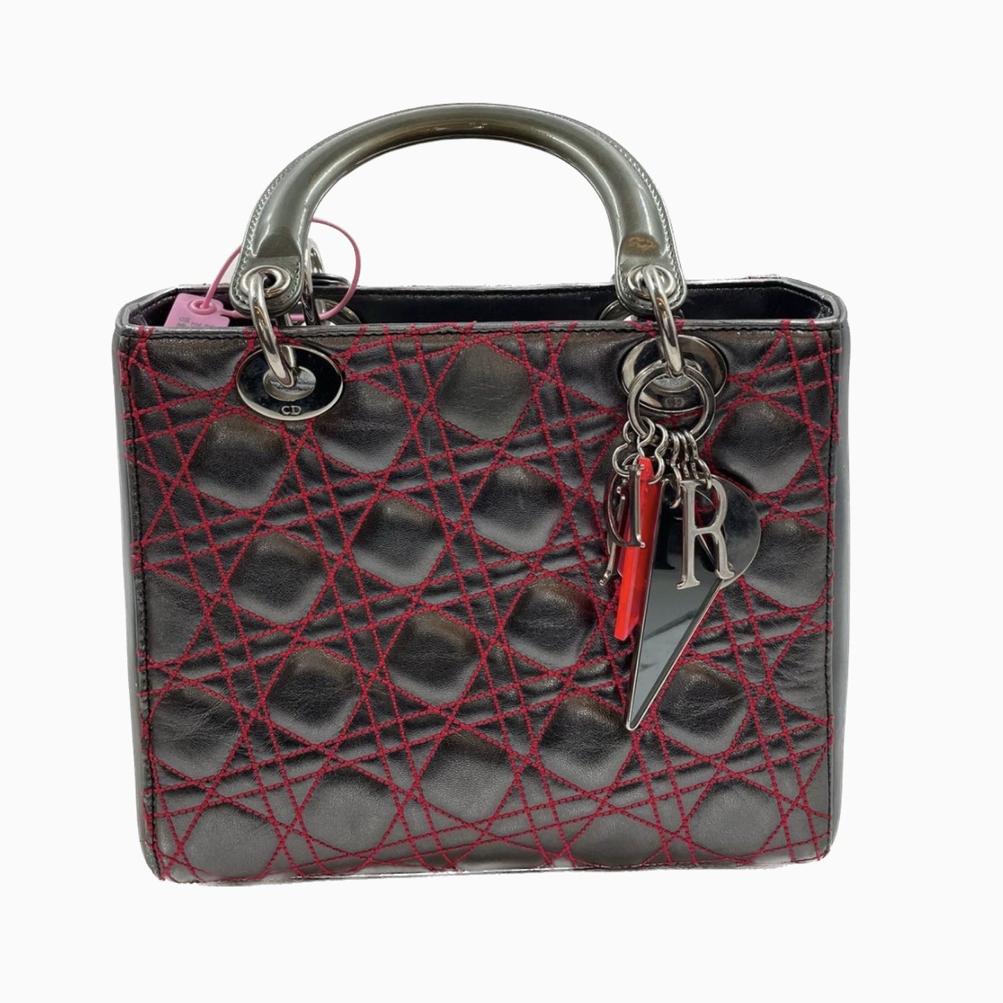 Dior Lady Gunmetal Grey Cannage Lambskin Limited Edition Medium Travel Bag