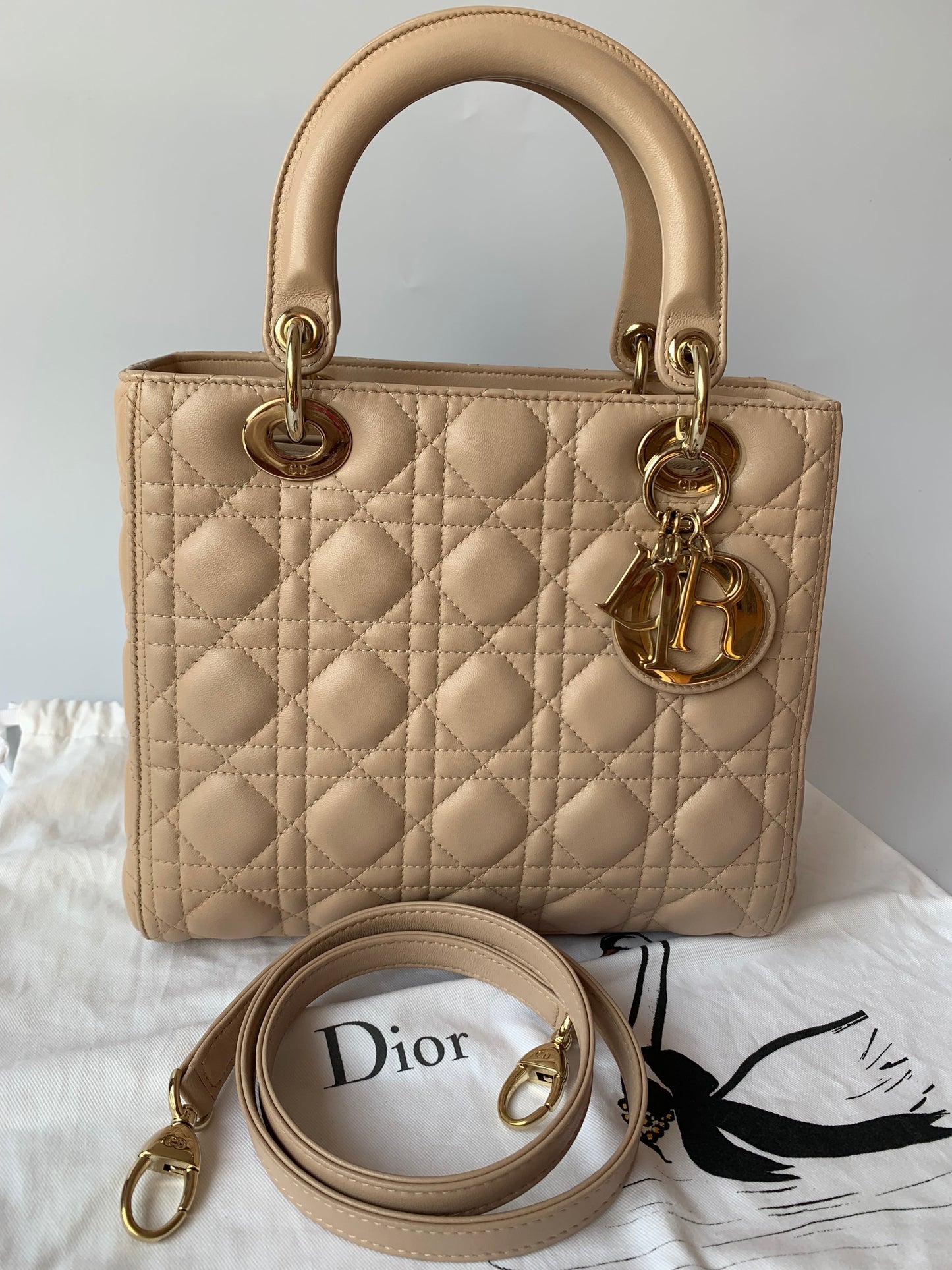 Dior Lady Bag Cannage Leather Pink Travel Bag