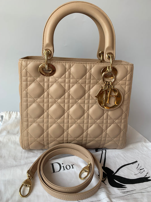 Dior Lady Bag Cannage Leather Pink Travel Bag