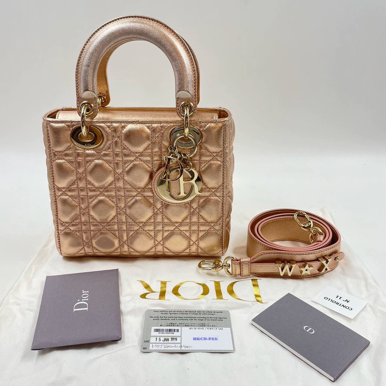 Dior Lady Abc Irediscent And Metallic Cannage Lambskin Pink Travel Bag