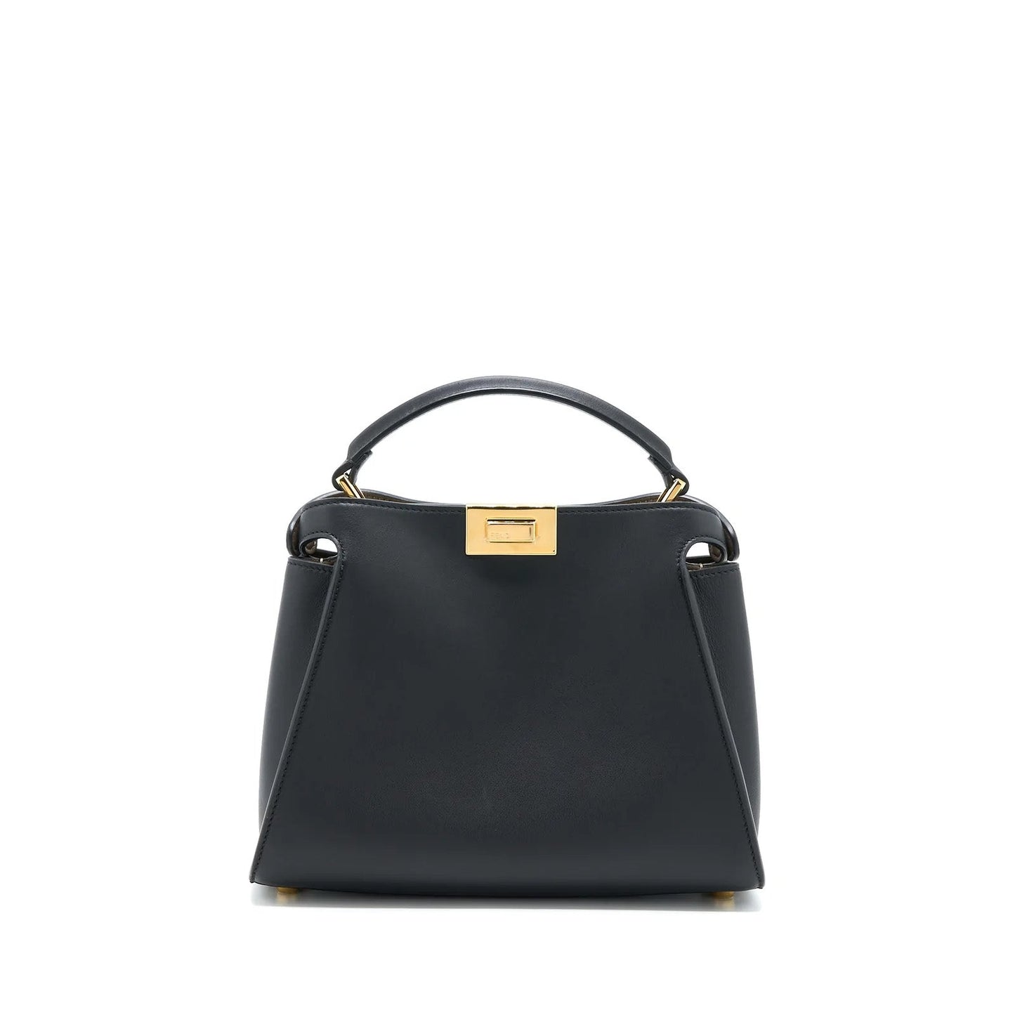 Fendi Peekaboo Iconic Purse Calfskin Black Small Travel Bag