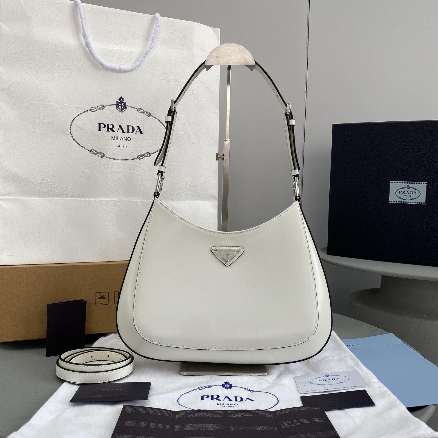 Prada Cleo Brushed Shoulder Bag Leather