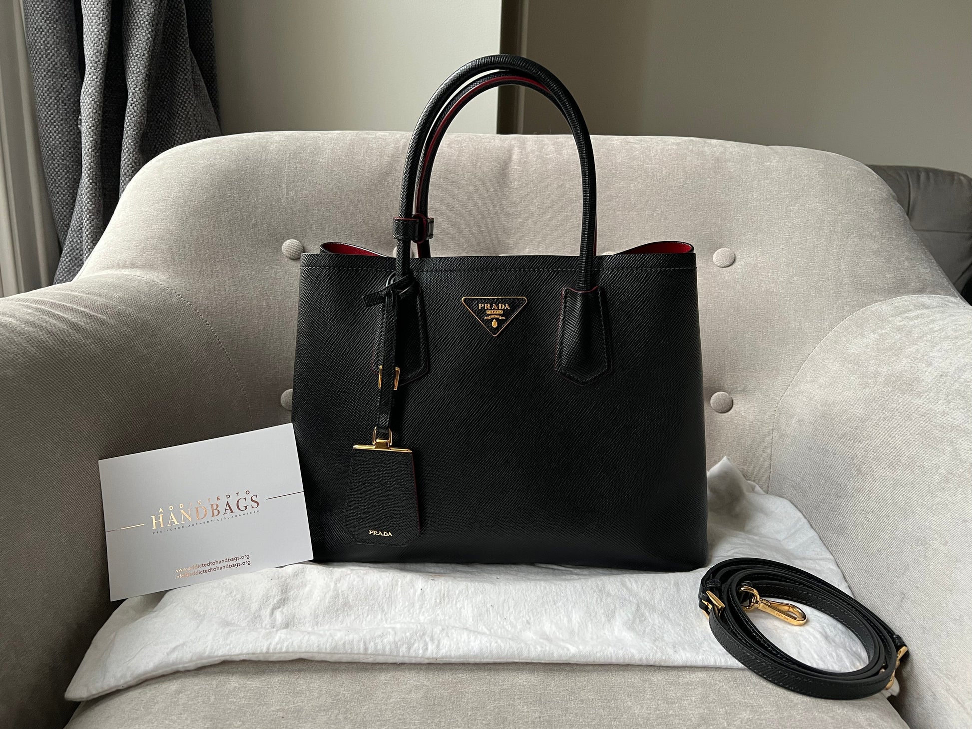 Prada Prada Small Saffiano Leather Double Tote Bag Rep