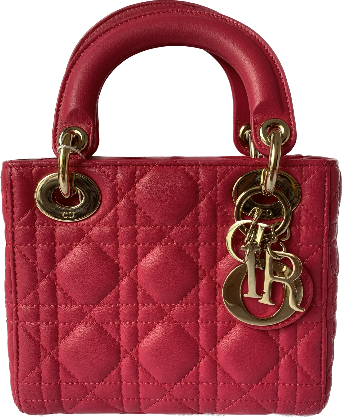 Dior Lady Handbag Cannage With Strap Leather Pink Travel Bag