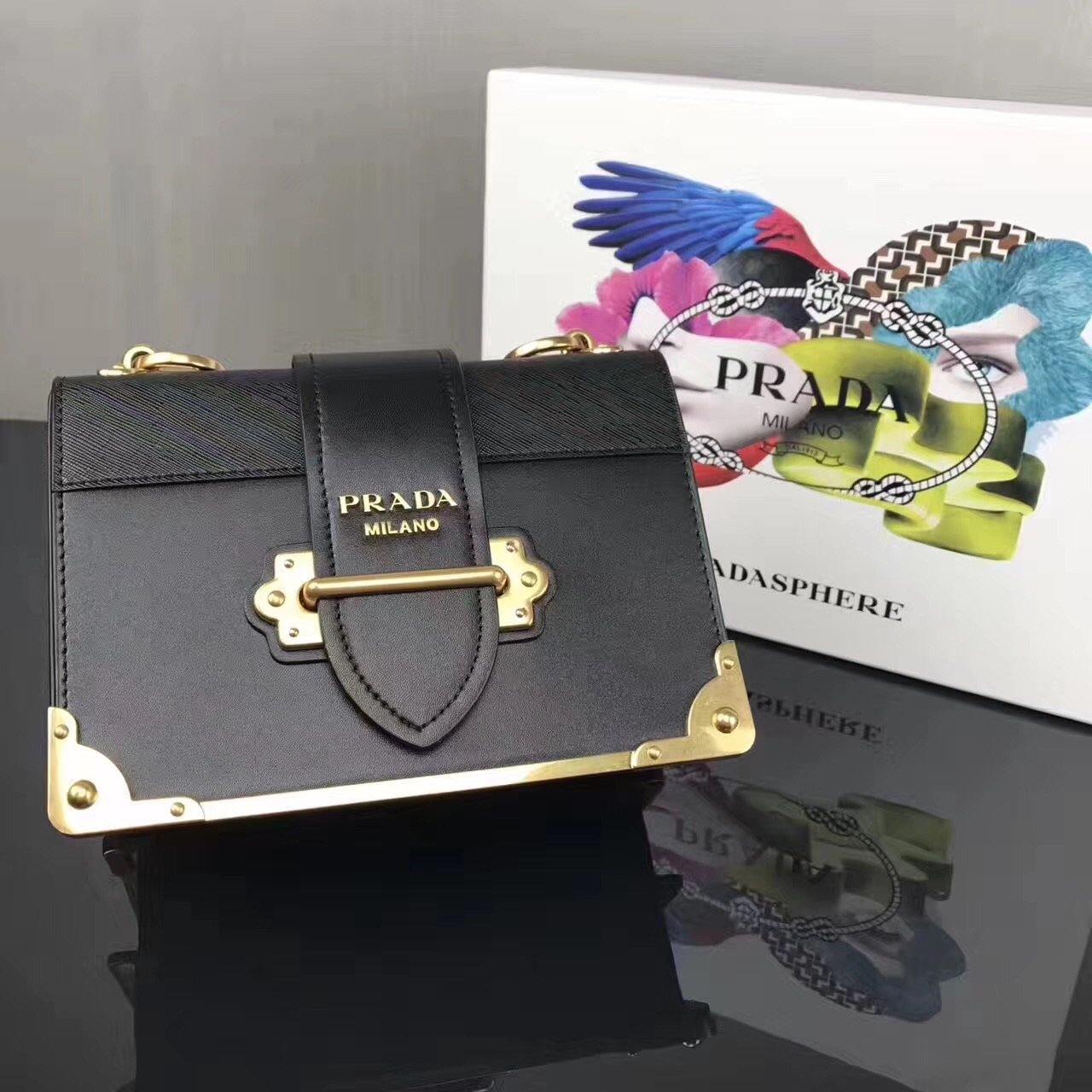 Prada Cahier Bag Leather Shoulder Bag
