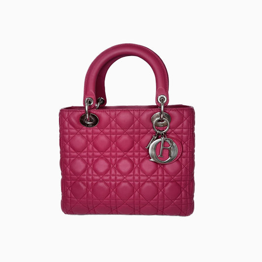 Dior Lady Bag Hot Fuchsia Cannage Leather Pink Travel Bag
