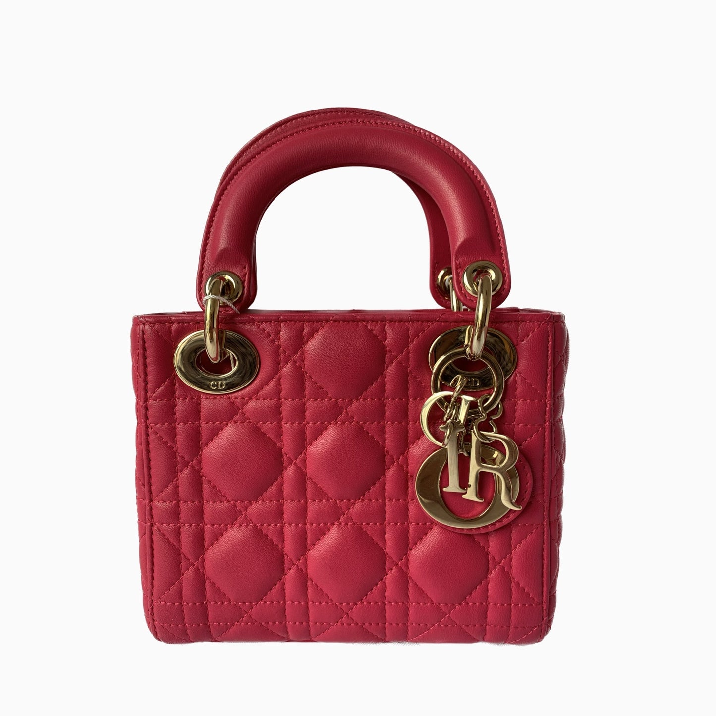 Dior Lady Handbag Cannage With Strap Leather Pink Travel Bag