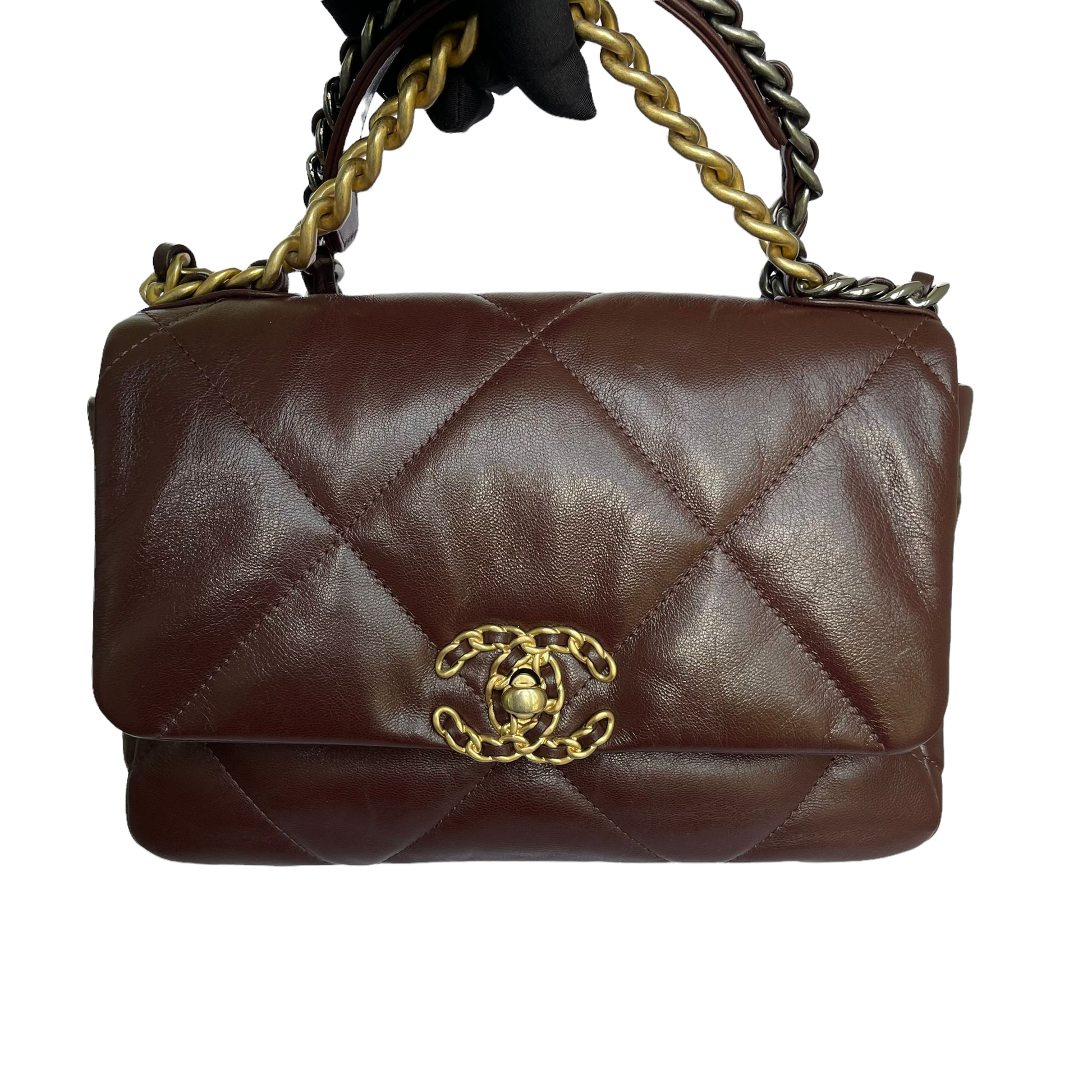 Chanel 19 Burgundy MHW Handbag Leather Small Shoulder Bag