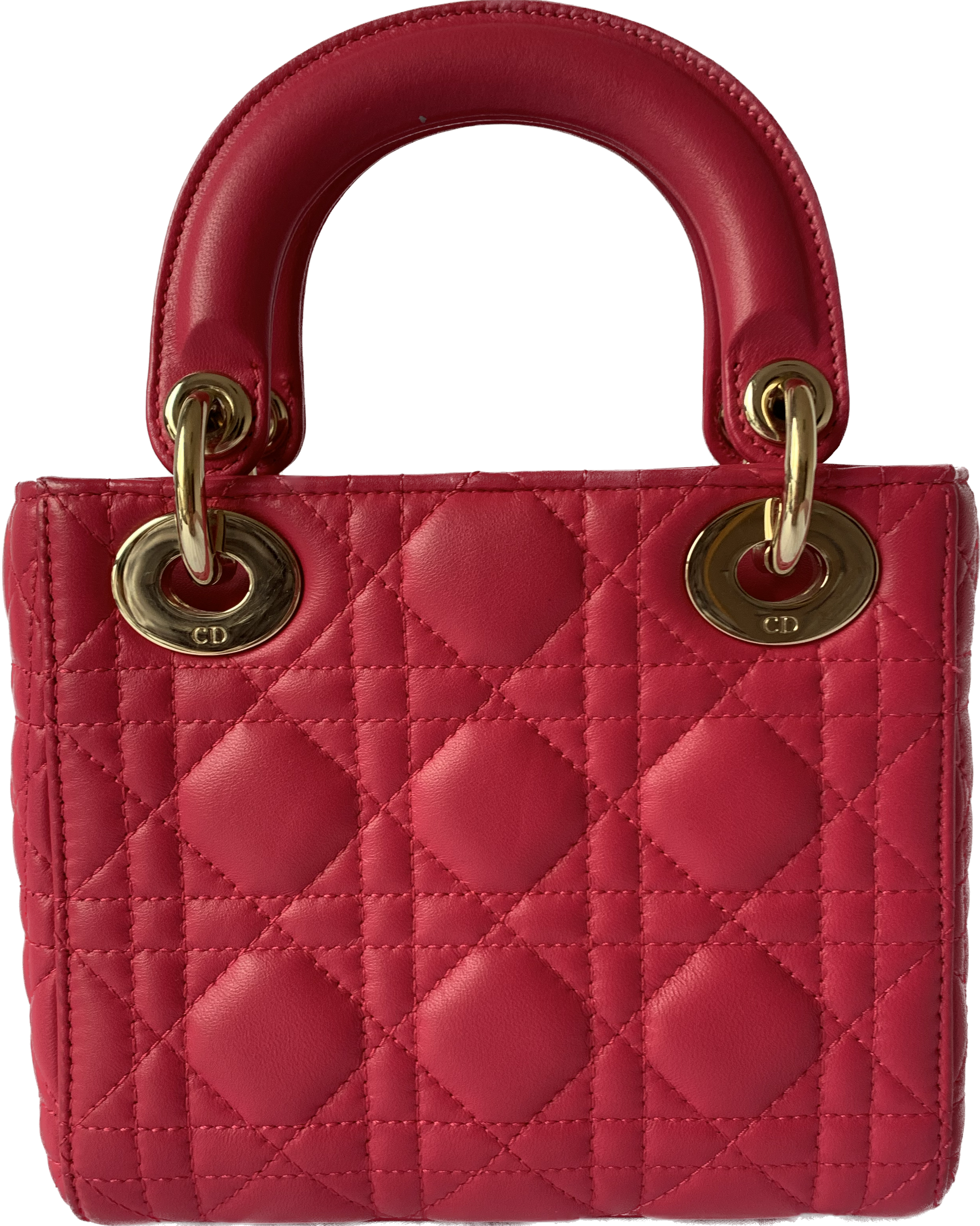 Dior Lady Handbag Cannage With Strap Leather Pink Travel Bag