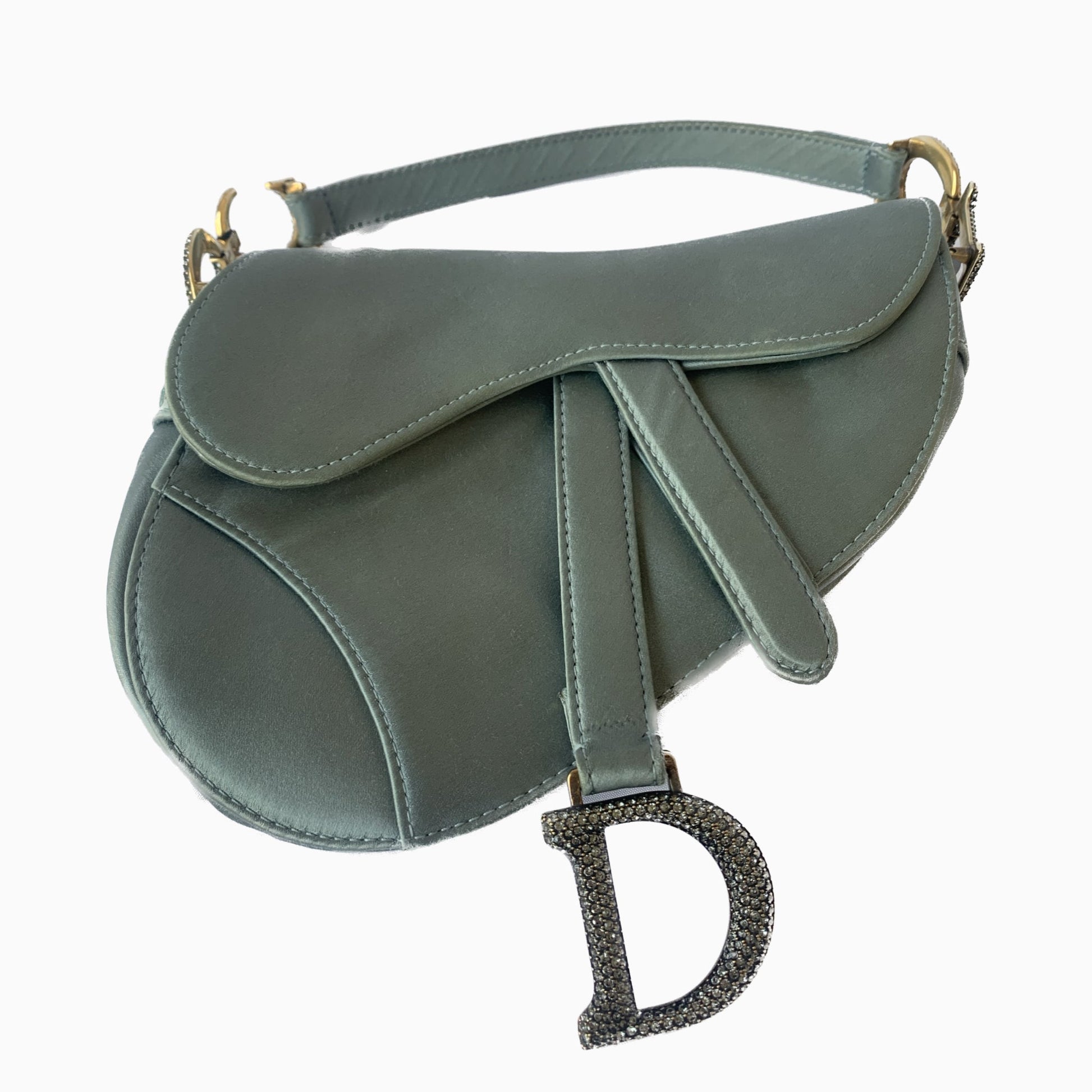 Dior Saddle Silk Grey With Crystals Handbag Mini Travel Bag