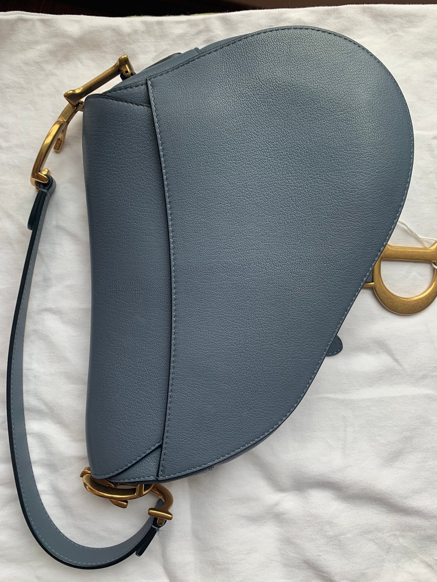 Dior Saddle Greyish Handbag Leather Blue Travel Bag