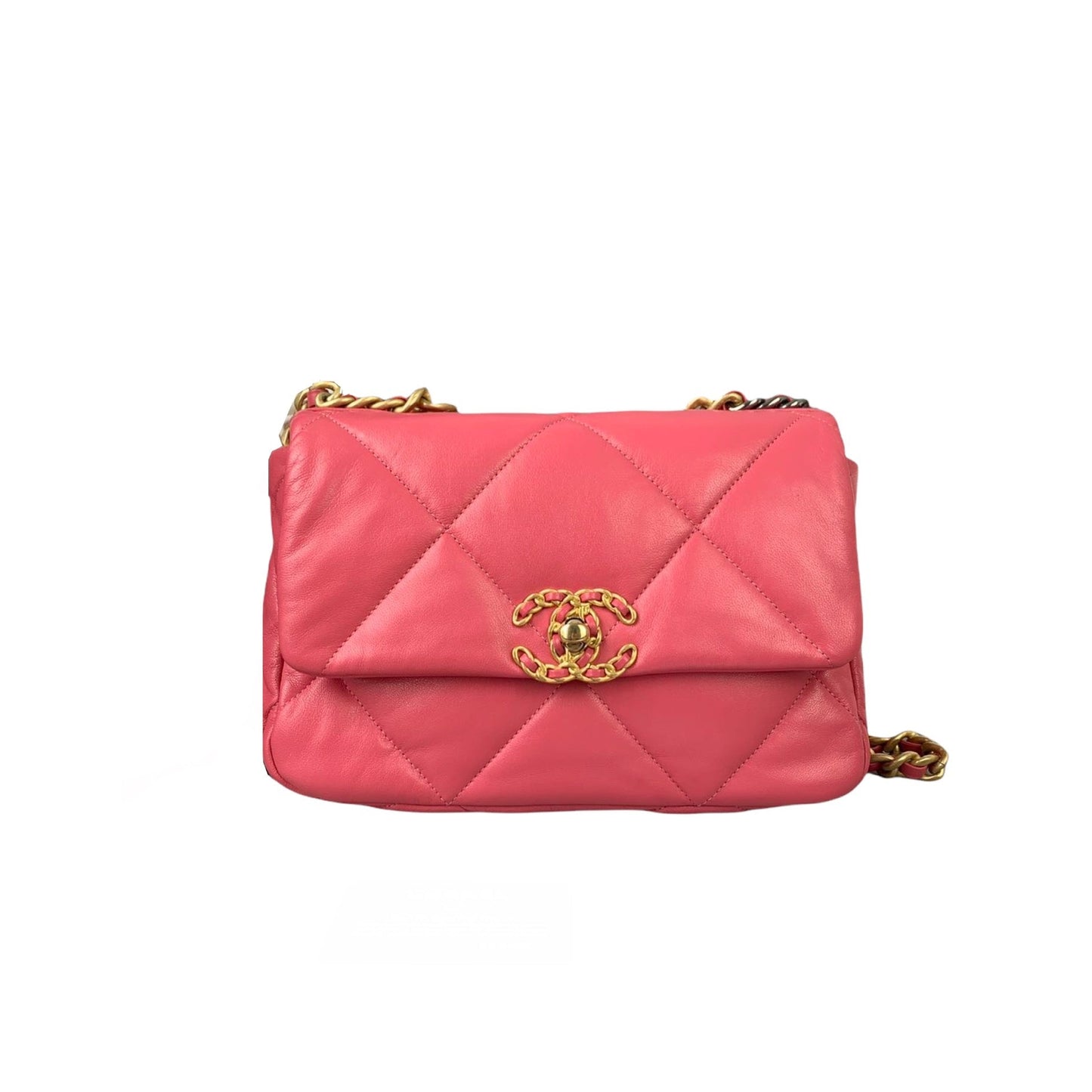 Chanel 19 Small Lambskin Handbag Leather Red Shoulder Bag