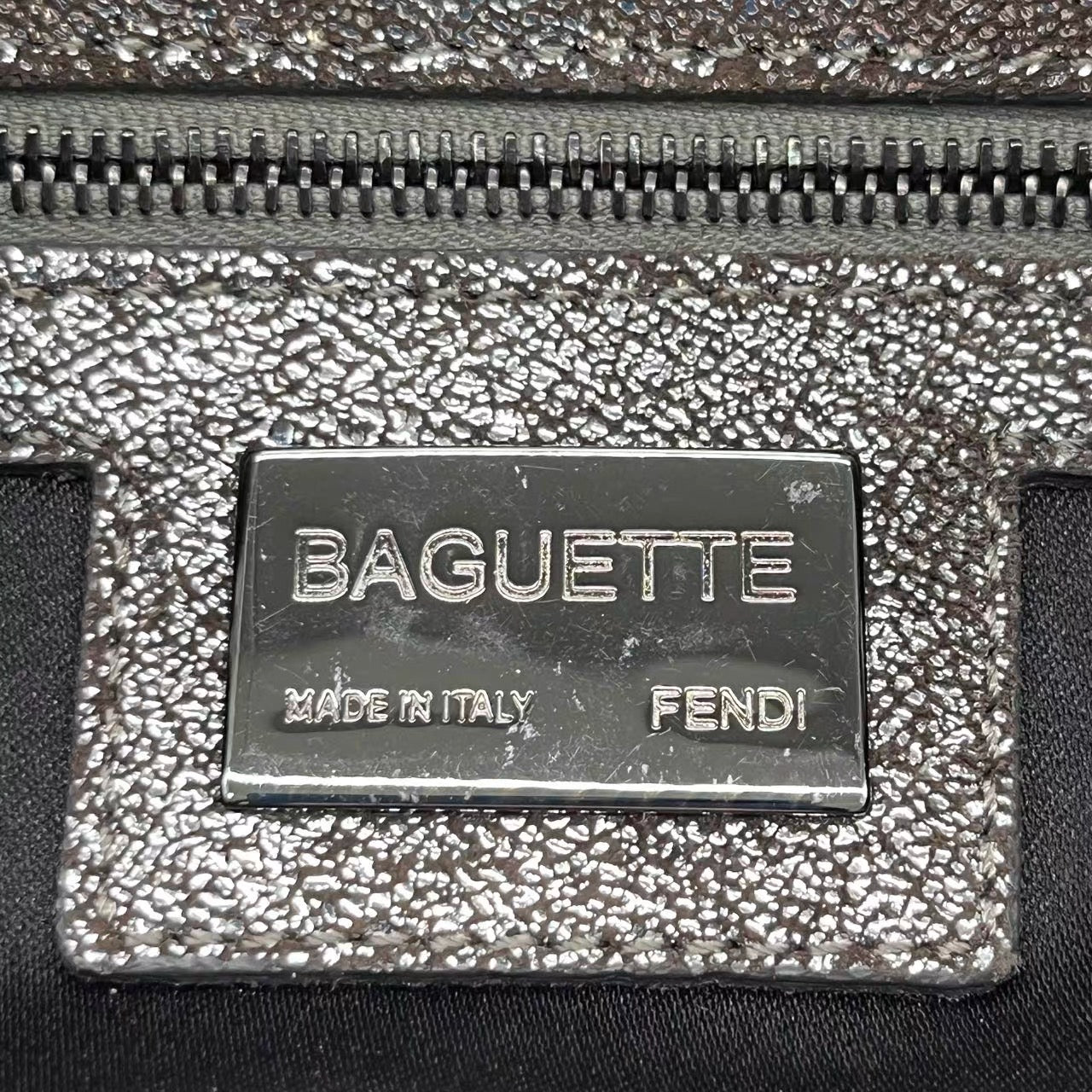 Fendi Baguette Glitter Gunmetal Glitter Handbag Black Shoulder Bag
