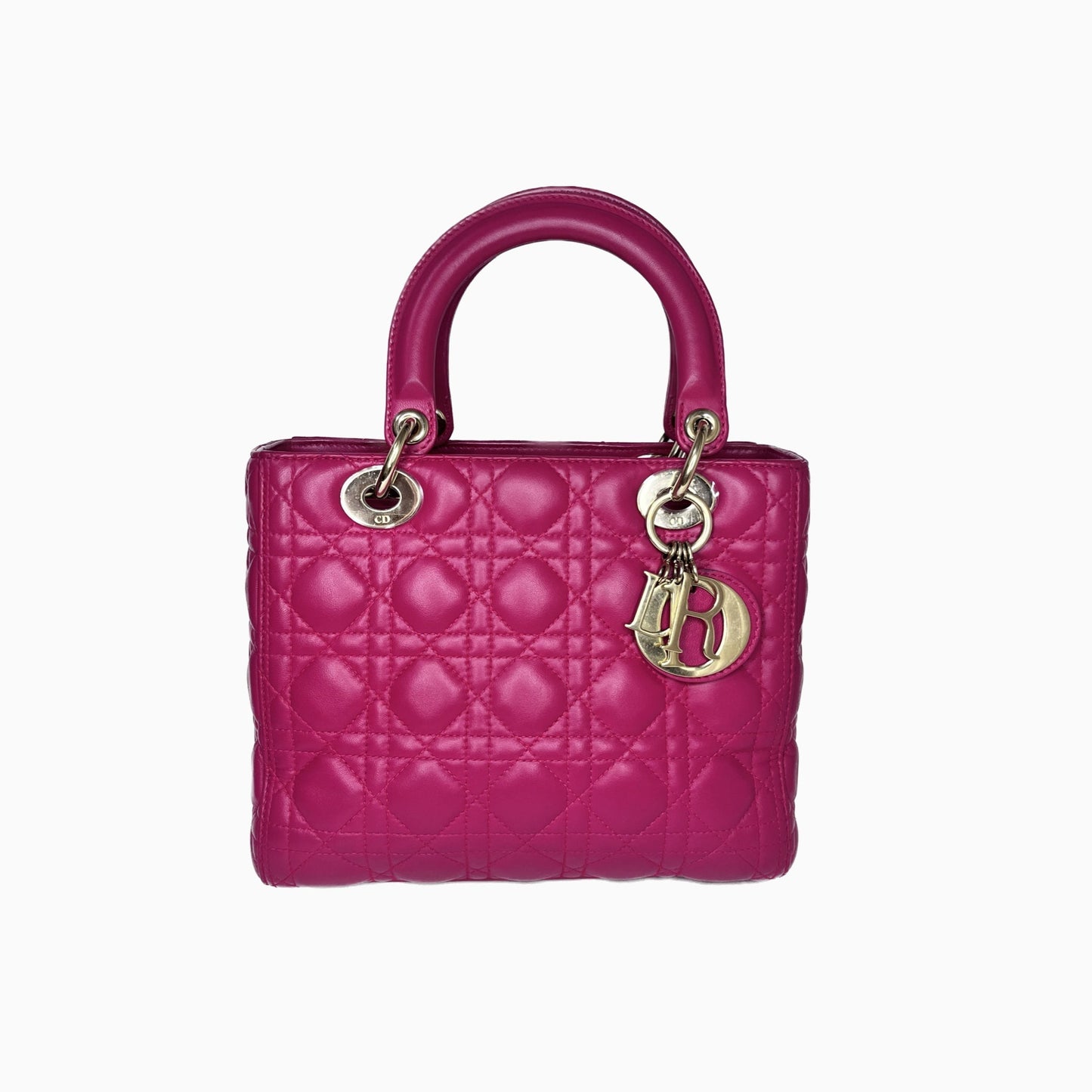 Dior Lady Bag Fuchsia Cannage Leather Medium Travel Bag