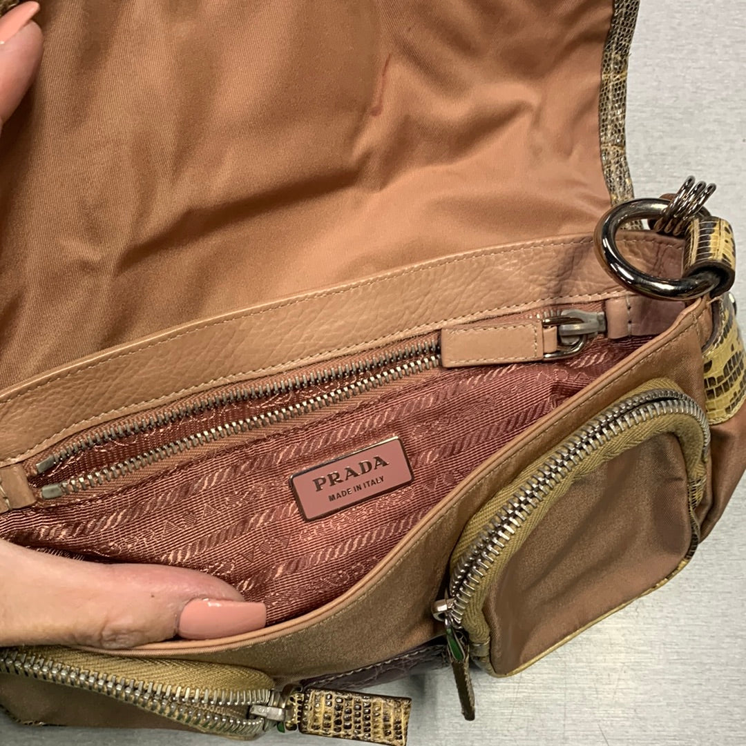 Prada Patch Shoulder Bag Python