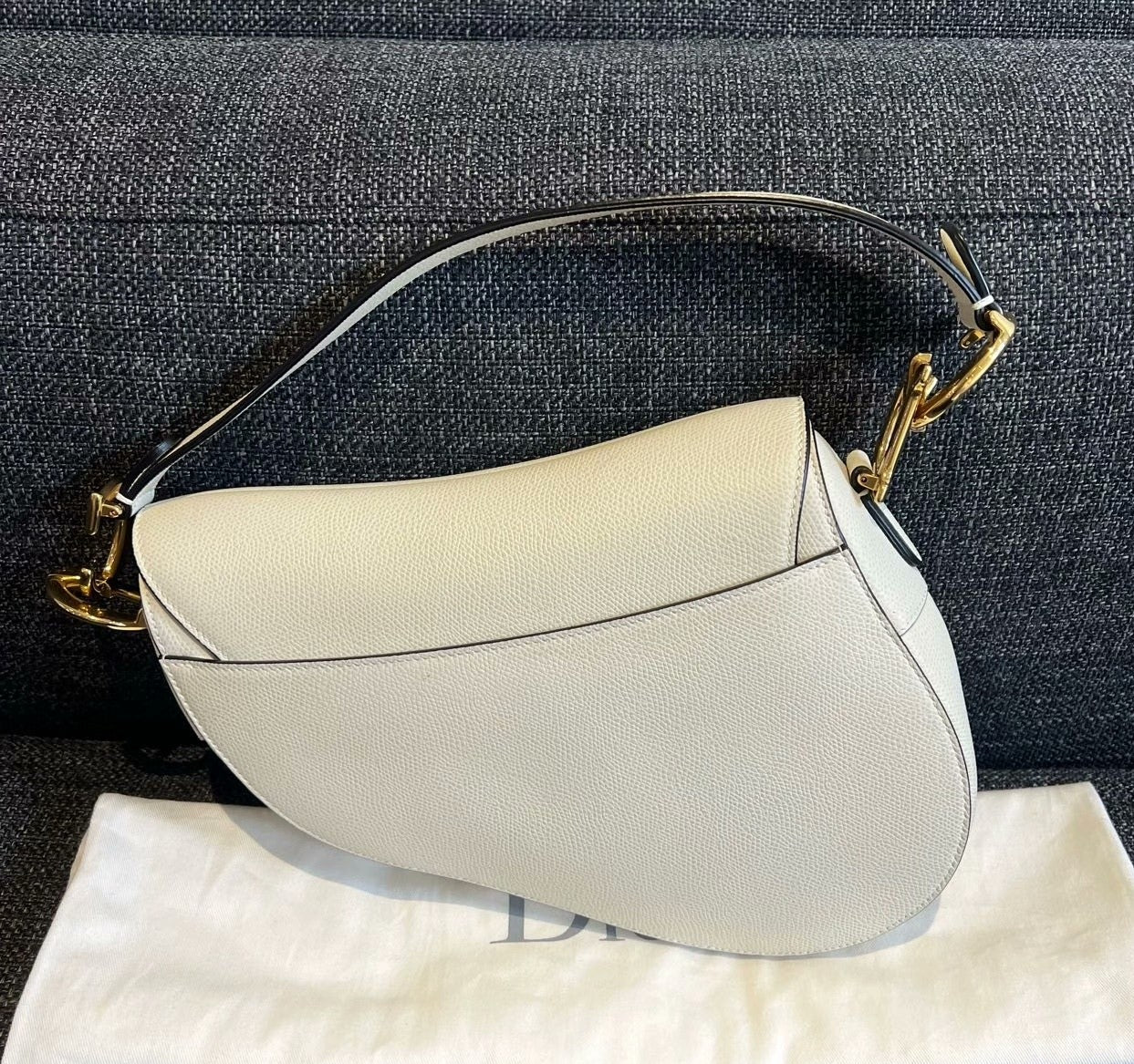 Dior Saddle Grained Handbag Like New Leather White Travel Bag